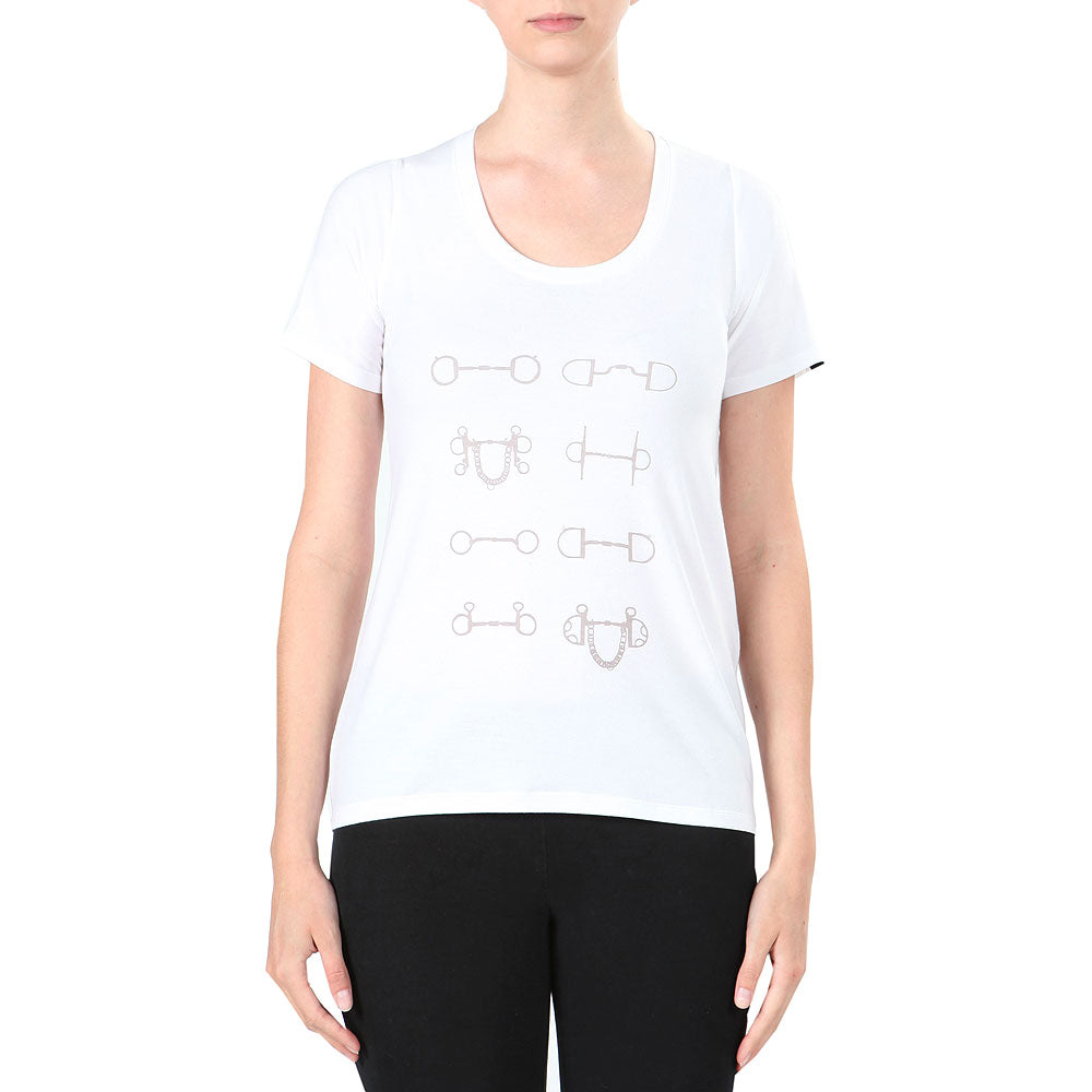 Small Irideon Womens Bits Swing Cotton Fitted Tee Shirt White