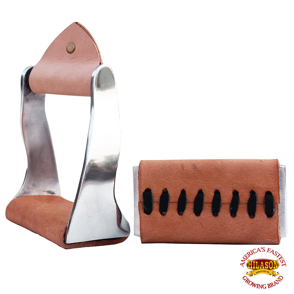 HILASON Horse Western Wisted Aluminum Stirrups with Leather Tack | Saddle Hand-Braided
