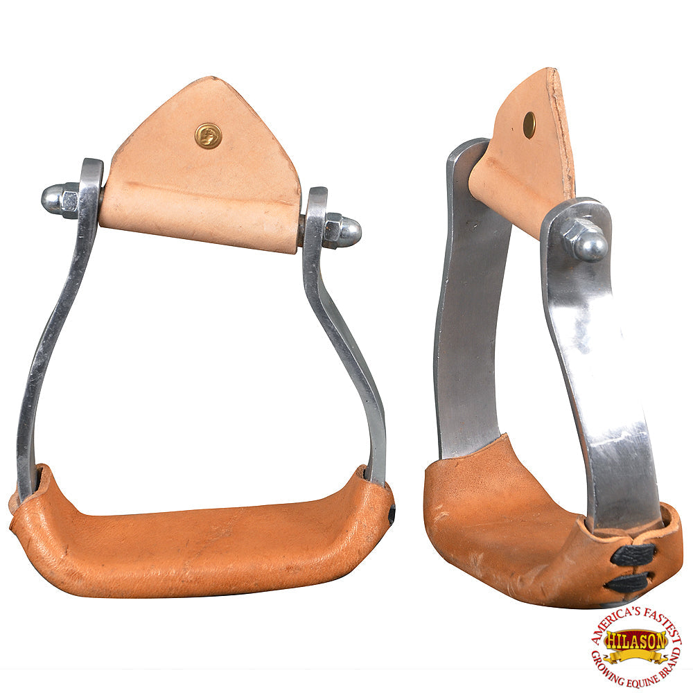 HILASON Aluminum Western Horse Saddle Stirrups with Leather | Lightweight