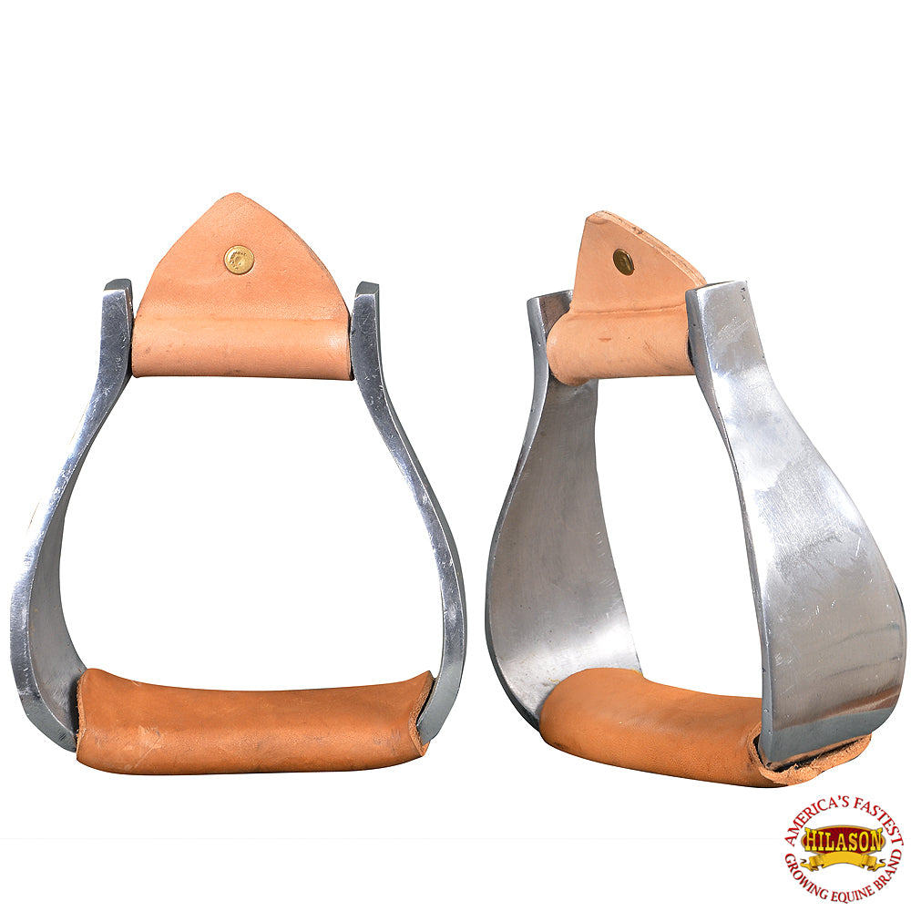 HILASON Aluminum Western Horse Saddle Stirrups with Leather | Hand-Braided