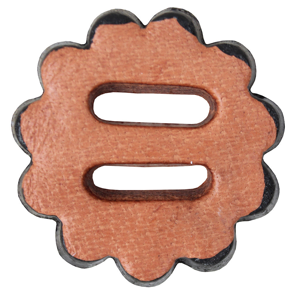 Hilason Slotted Scalloped Leather Rosette Concho Saddle Tack Tan 1-1/2"