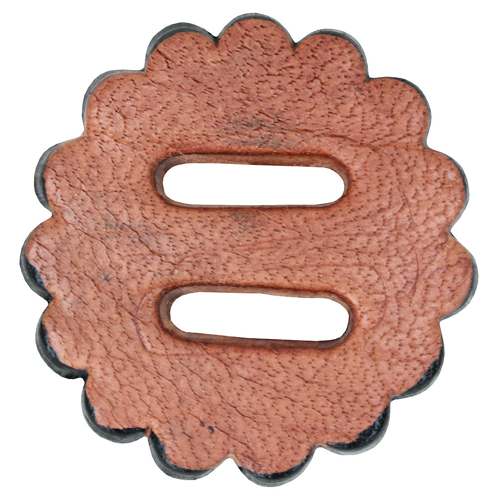 Hilason Slotted Scalloped Leather Rosette Concho Saddle Tack Tan 1-3/4"