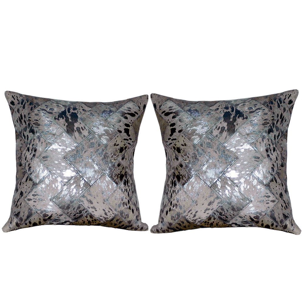 Pl513-F Cowhide Leather Hair-On Patchwork Cushion Pillow Cover