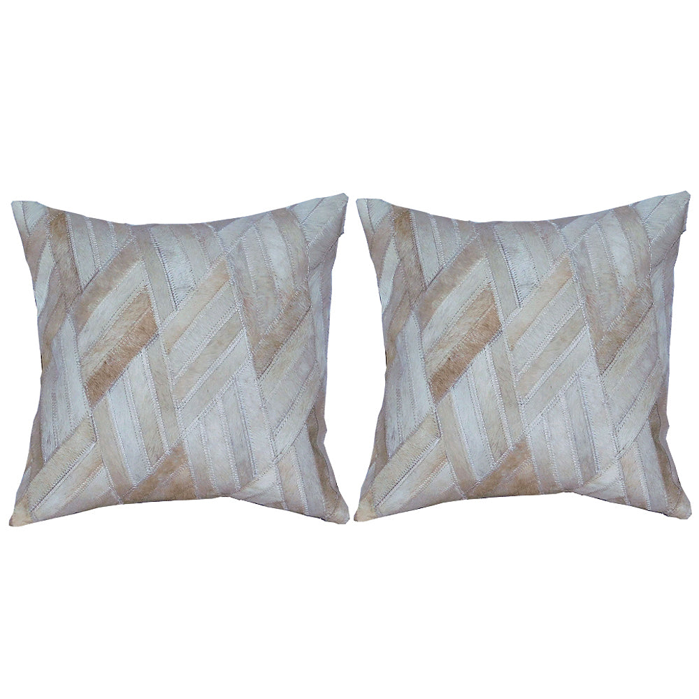 Texandecor Pl517-F Cowhide Leather Hair-On Patchwork Cushion Pillow Cover