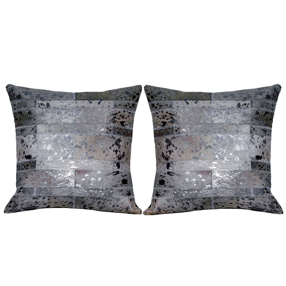 Texandecor Pl518-F Cowhide Leather Hair-On Patchwork Cushion Pillow Cover