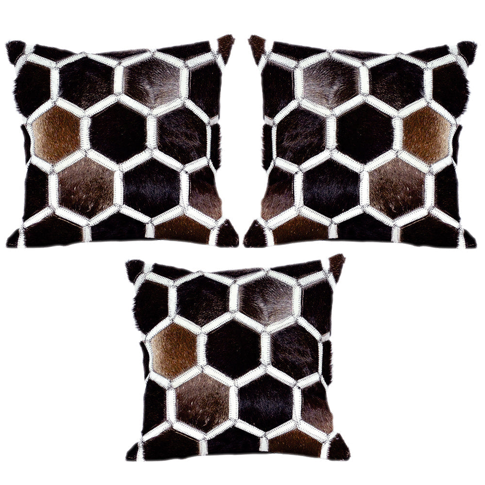 Hilason Cowhide Leather Hair-On Patchwork Cushion Pillow Cover