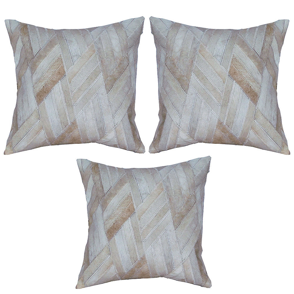 Hilason Cowhide Leather Hair-On Patchwork Cushion Pillow Cover