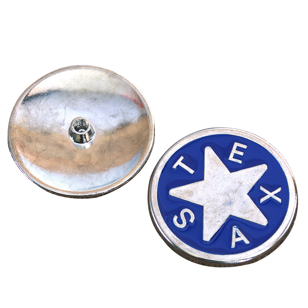 HILASON Nickel Round Concho Blue Enamel Texas Star Saddle Horse | Western Belt Slotted Conchos