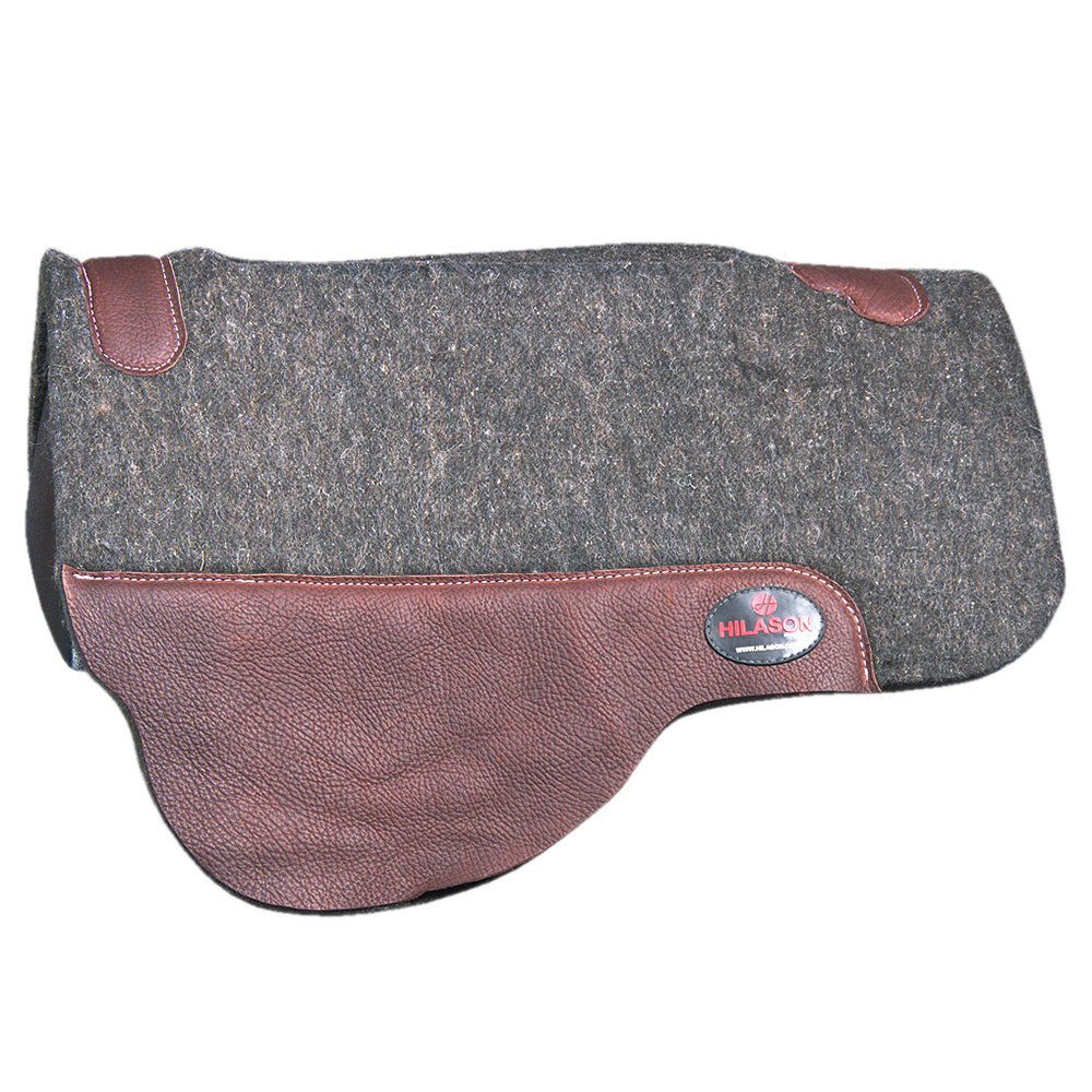 HILASON Western Wool Felt Horse Saddle Pad W/ Distressed Wear Leather Made in USA | for Horses