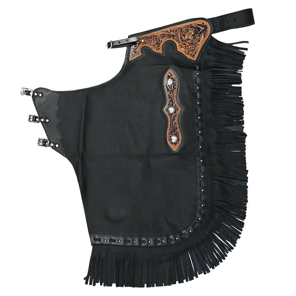 HILASON Adult Pro Rodeo Bronc Bull-Riding Genuine Leather Chinks | Handmade Chaps Western Riding for Adults Hand Tooled