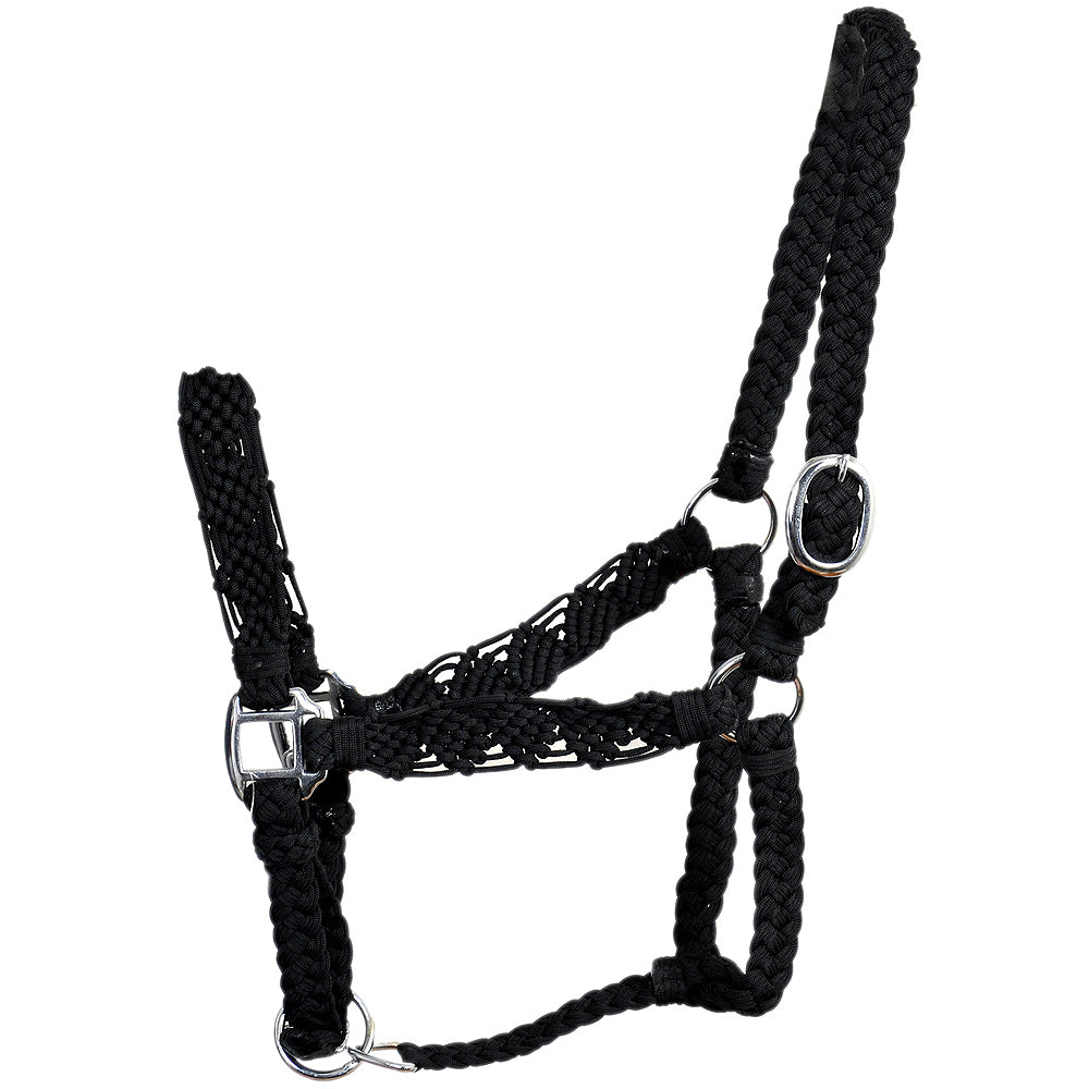 Hilason Premium Flat Braided Paracord Horse Halter Black