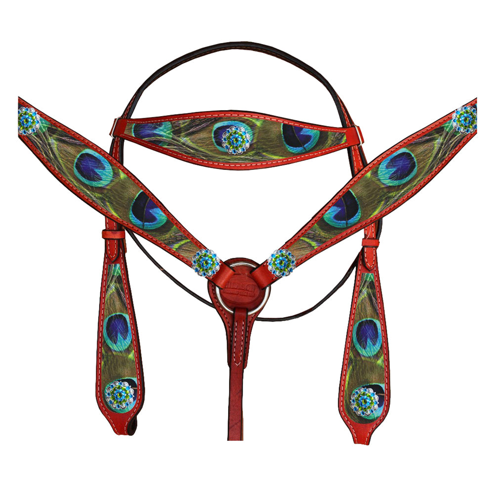 HILASON Western Horse Headstall Breast Collar Set American Leather | Tack for Horses