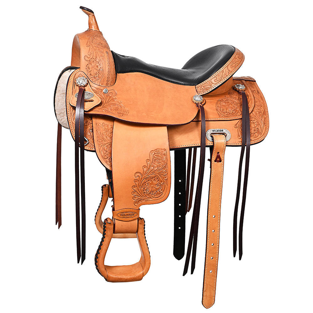 HILASON Western Horse Saddle American Leather Flex Tree Trail & Pleasure Tan
