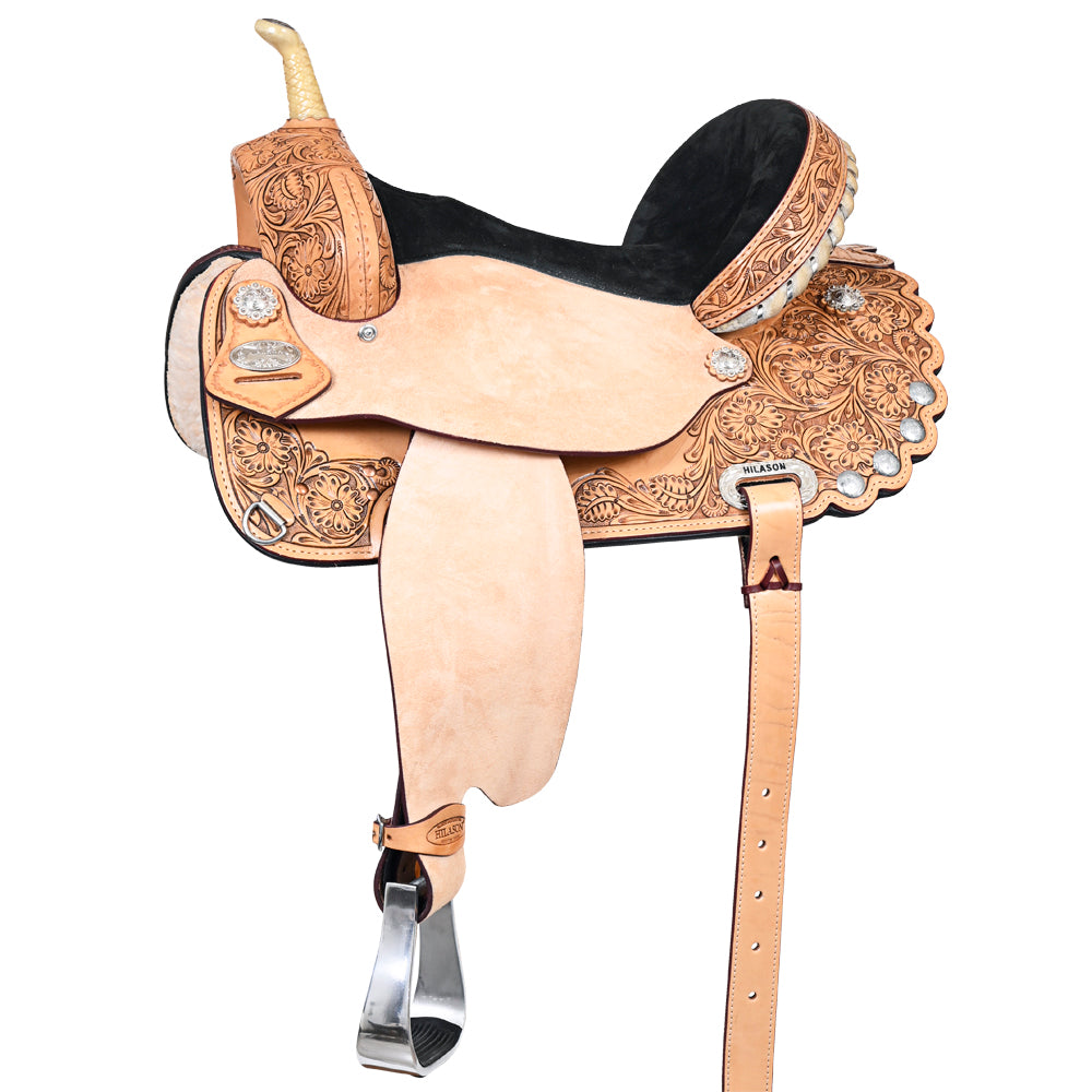 HILASON Western Horse Treeless Saddle American Leather Barrel | for Horses