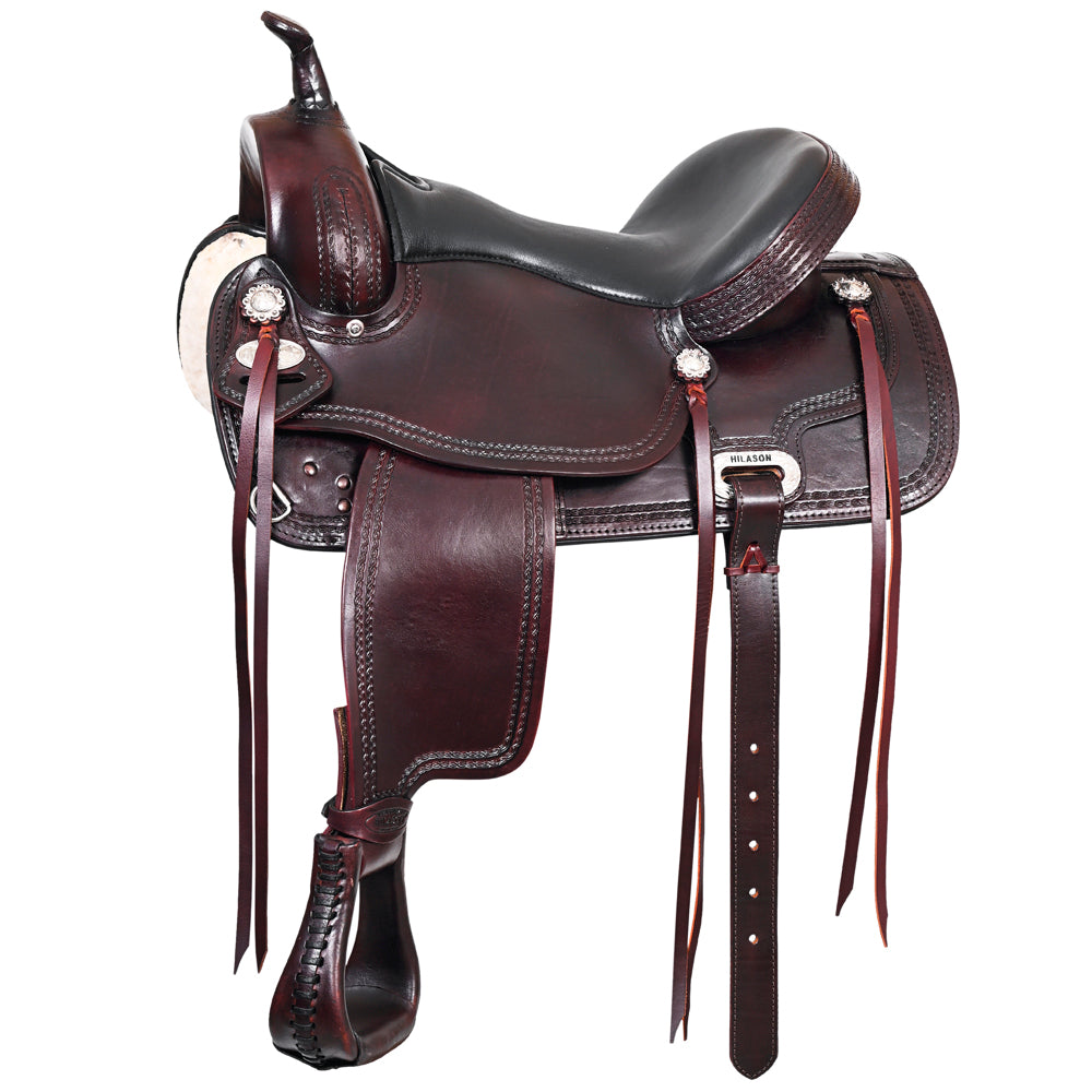 HILASON Western Horse Saddle American Leather Treeless Trail Pleasure | Barrel for Horses
