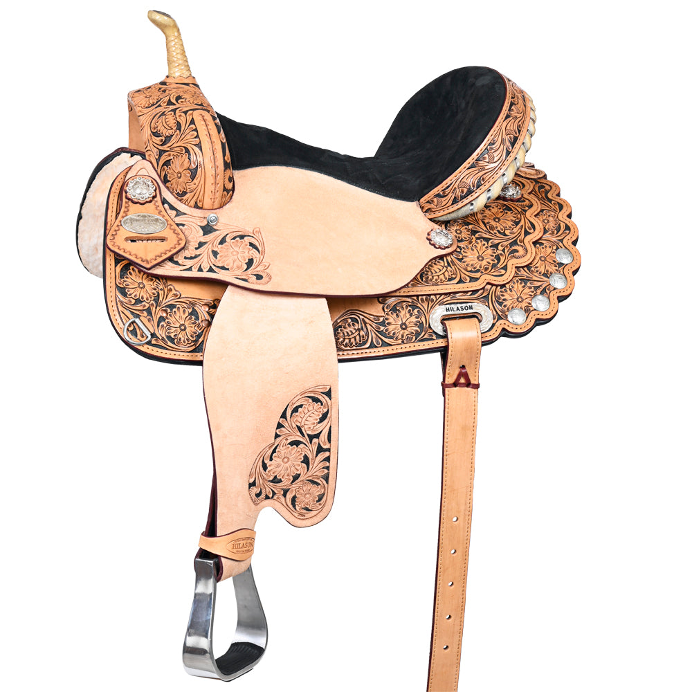 HILASON Western Horse Saddle American Leather Treeless Trail Barrel | for Horses