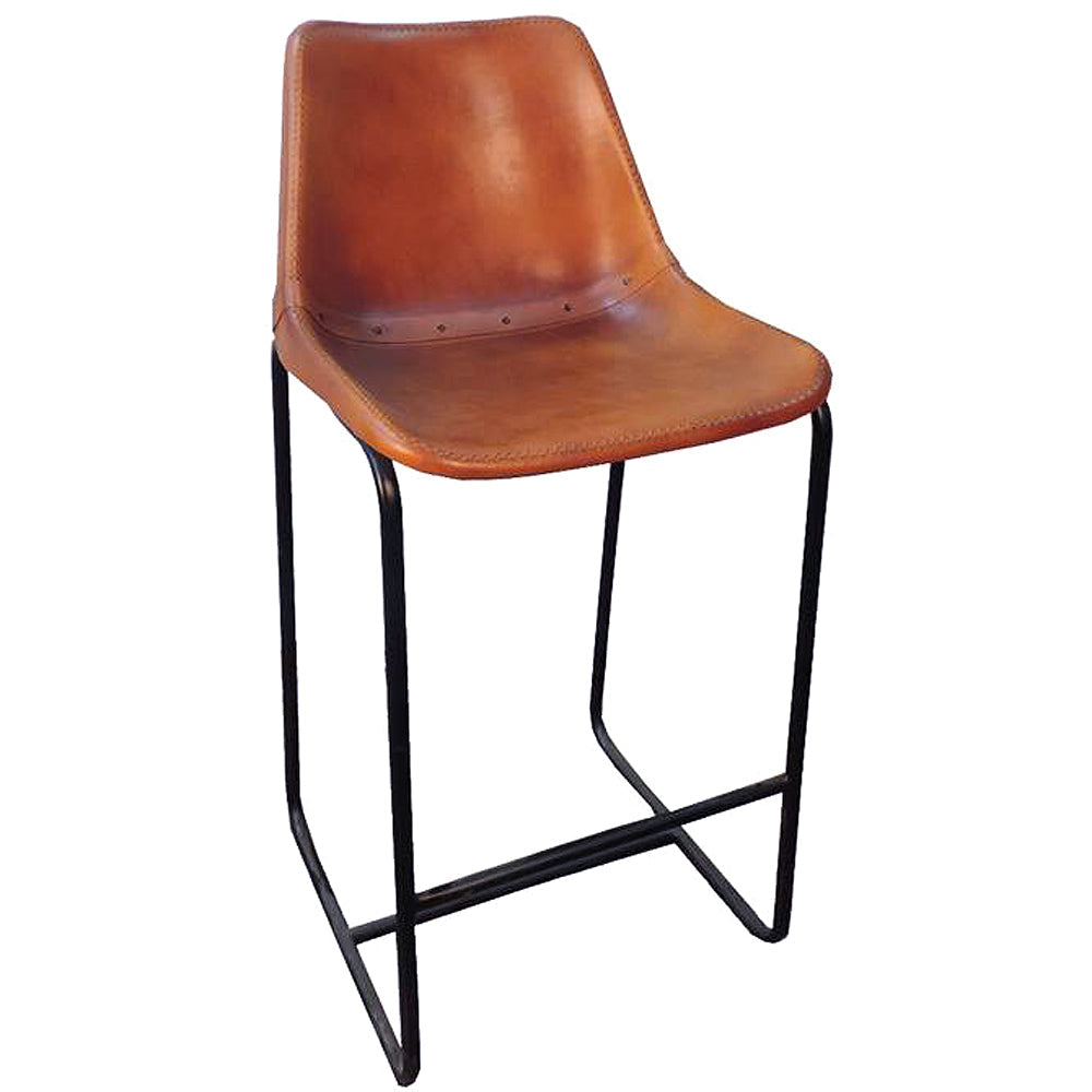 Industrial Vintage Retro Genuine Leather Chair Home Dining Furniture Roadhouse Comfytack by Hilason