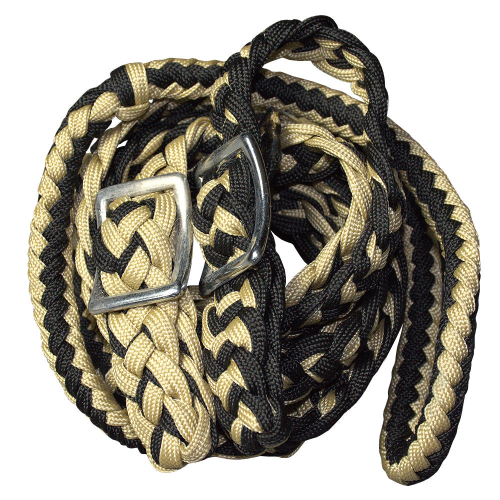 1" X 8Ft Hilason Braided Poly Barrel Reins Horse Racing Flat Grip Knots
