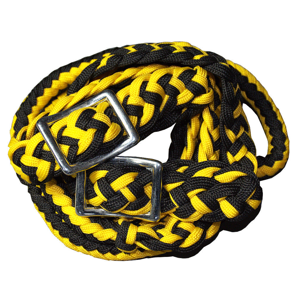 1" X 8Ft Hilason Braided Poly Barrel Reins Horse Racing Flat Grip Knots