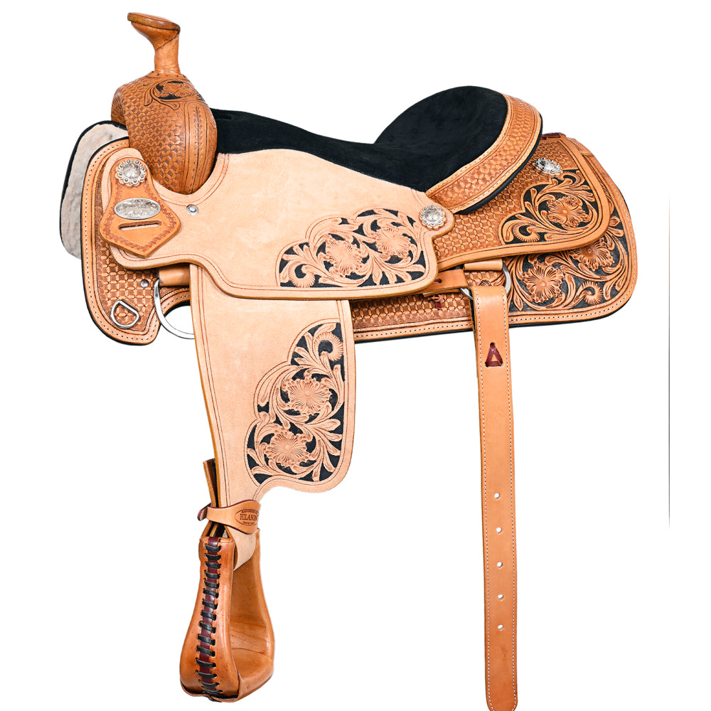 HILASON Western Horse Ranch Roping Roper American Leather Saddle Tan