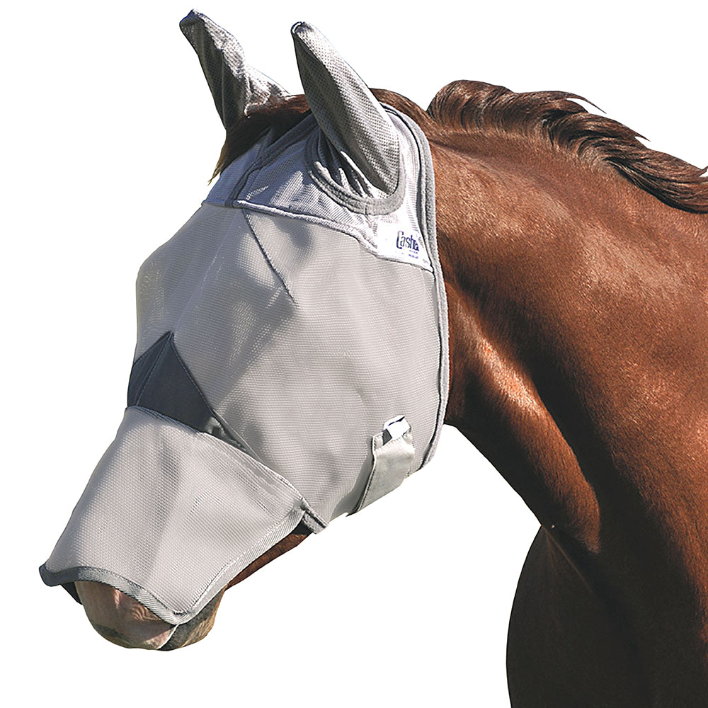 Sm Horse Arab Cashel Comfort Protection Long Nose Ears Fly Mask Gray