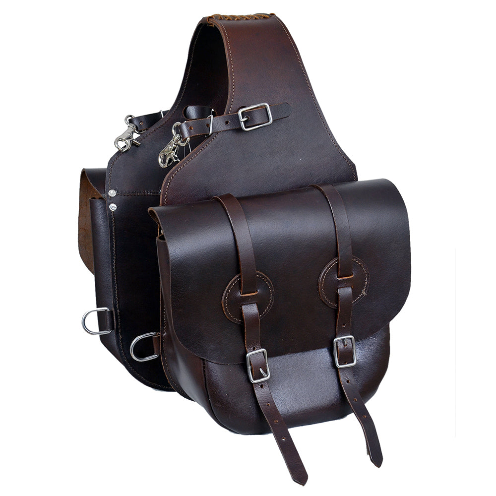 HILASON Soft Leather Horse Saddle Bag Dark Brown | Equestrian Western Adjustable Closure