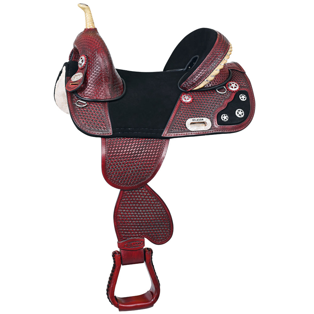 HILASON Western Horse Treeless Trail Barrel American Leather Saddle | for Horses