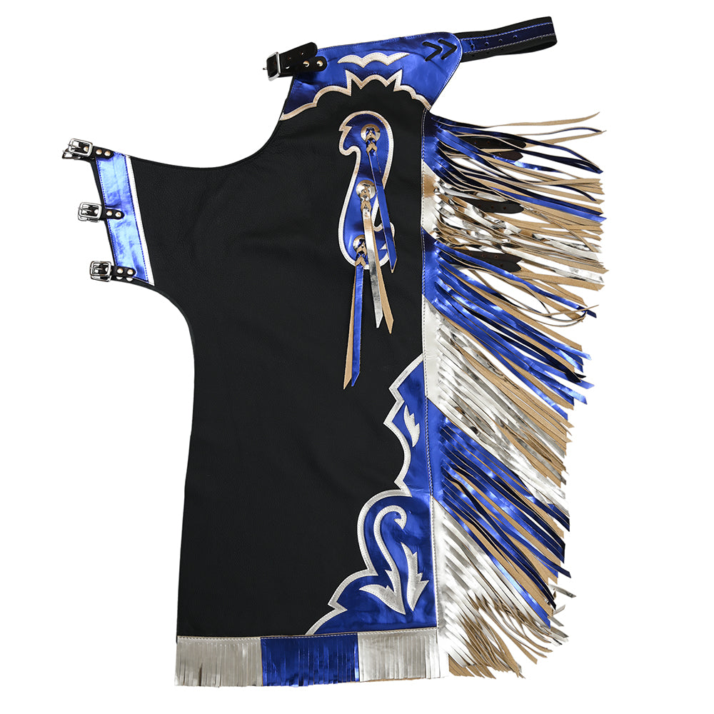 HILASON Bull Riding Pro Rodeo Chaps Black Smooth Leather Bronc Show Adult | for Men and Women Western Unisex