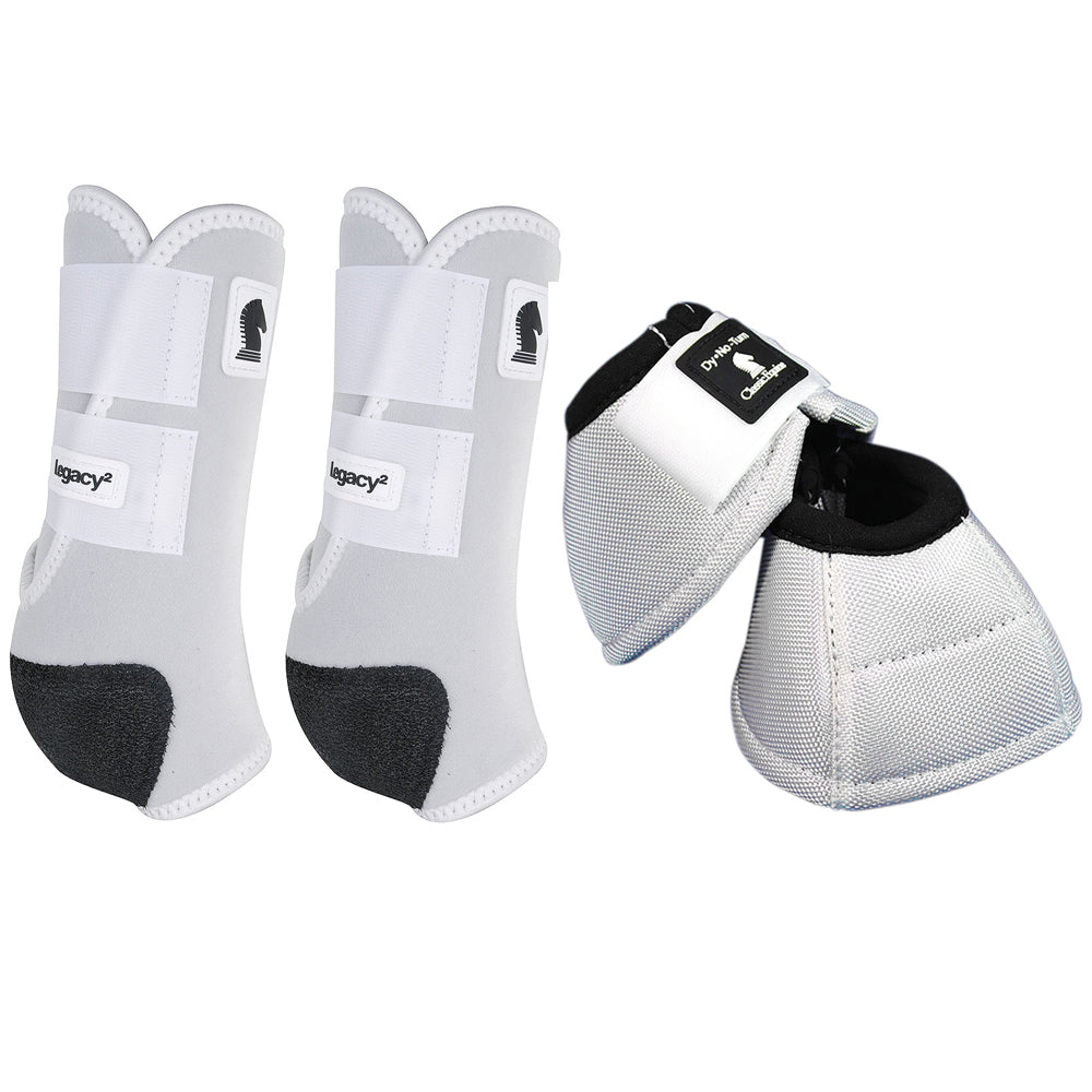 Medium Classic Equine Lightweight Legacy2 Front Dyno Bell Horse Boots Pair White