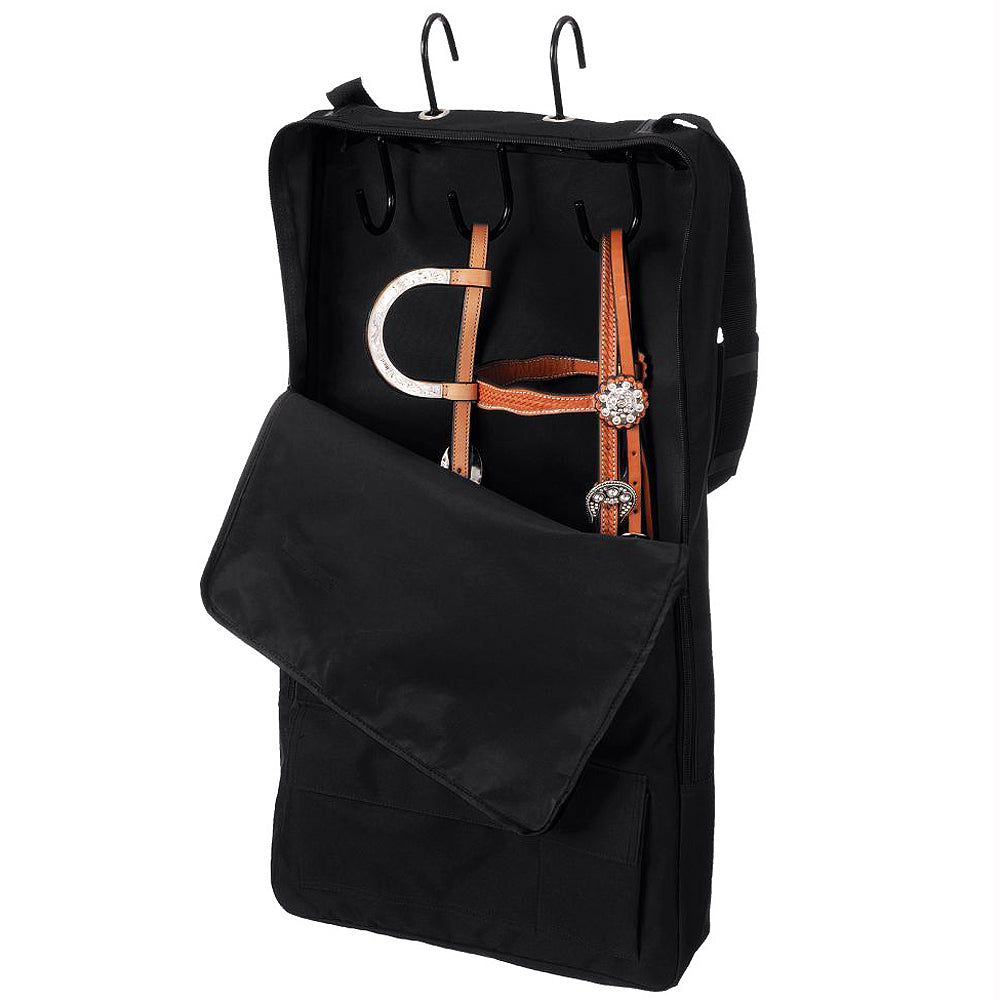 Tough 1 Nylon 2 Pockets Quick Grip Bridle Halter Prong Tack Rack Black