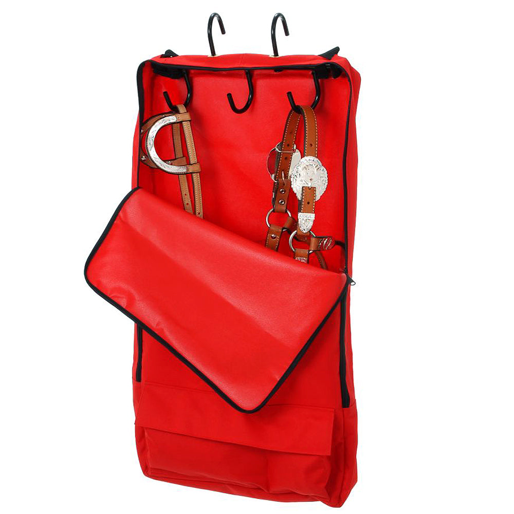 Tough 1 Nylon 2 Pockets Quick Grip Bridle Halter Prong Tack Rack Red