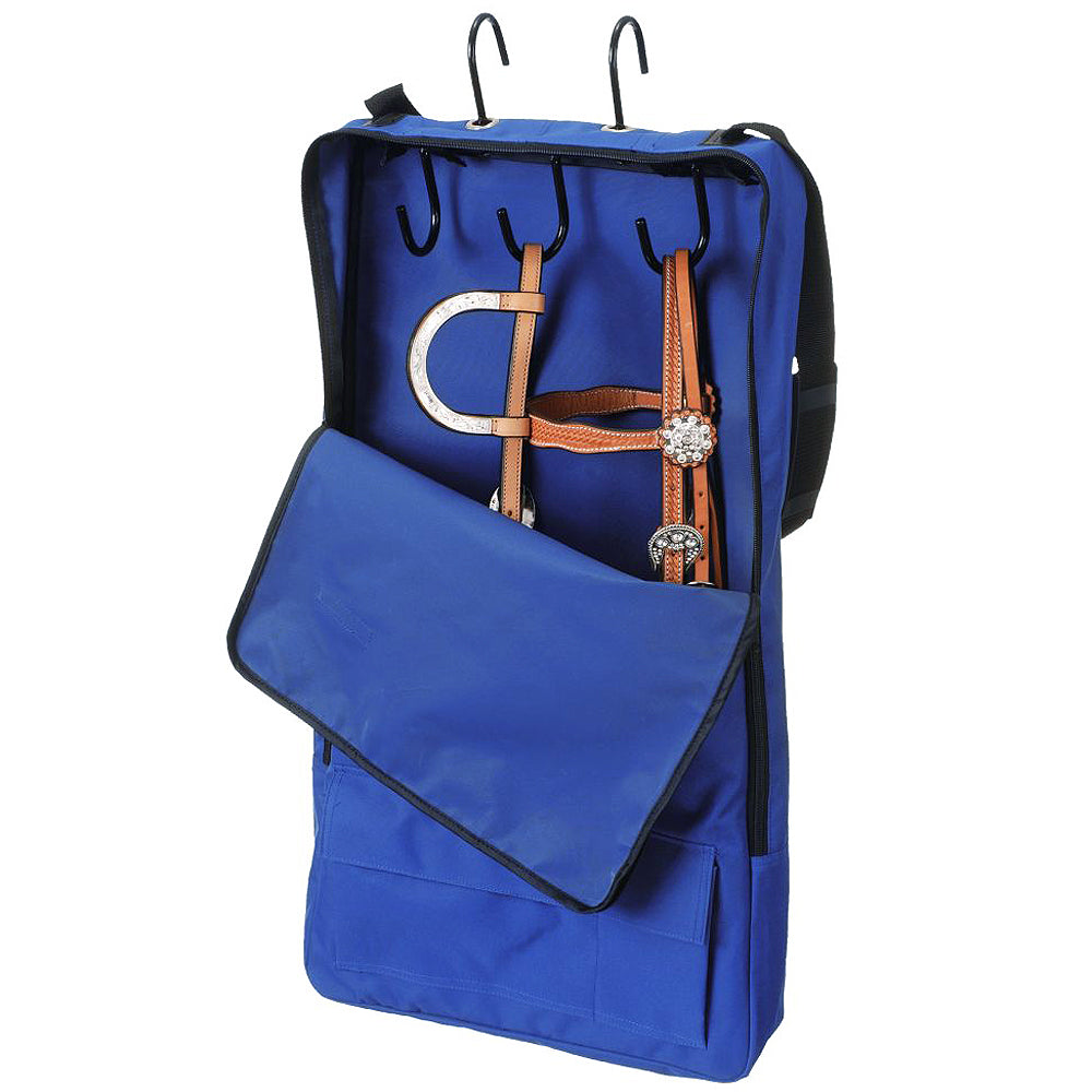 Tough 1 Nylon 2 Pockets Quick Grip Bridle Halter Prong Tack Rack Royal Blue
