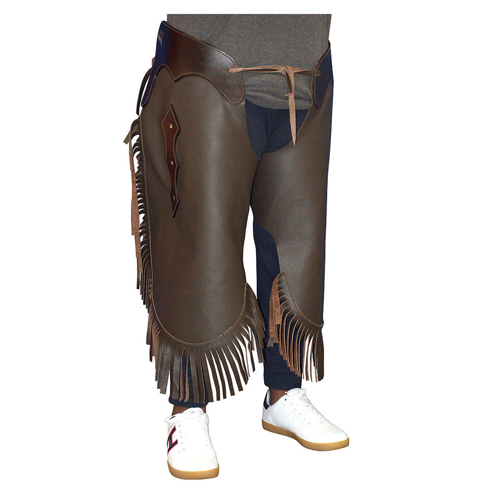 HILASON Pro Rodeo Bull Riding Genuine Leather Chaps Brown