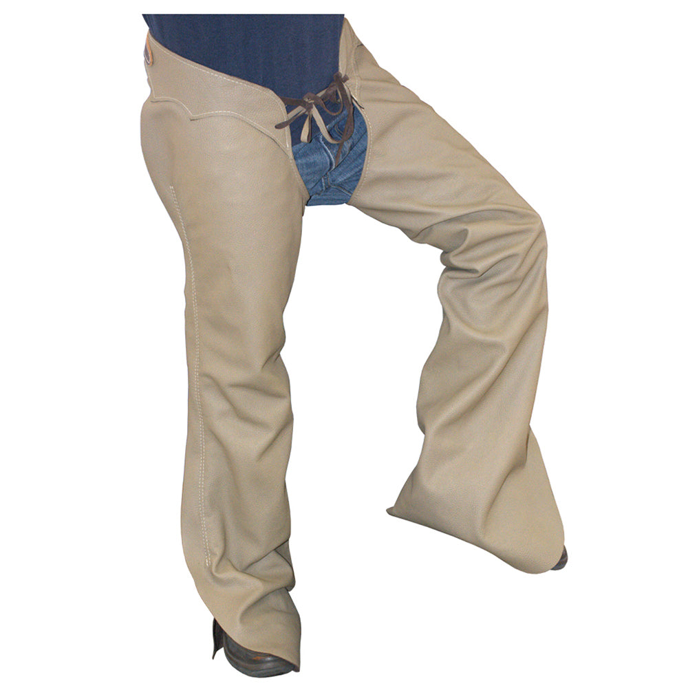HILASON Pro Rodeo Bull Riding Genuine Leather Chaps Beige