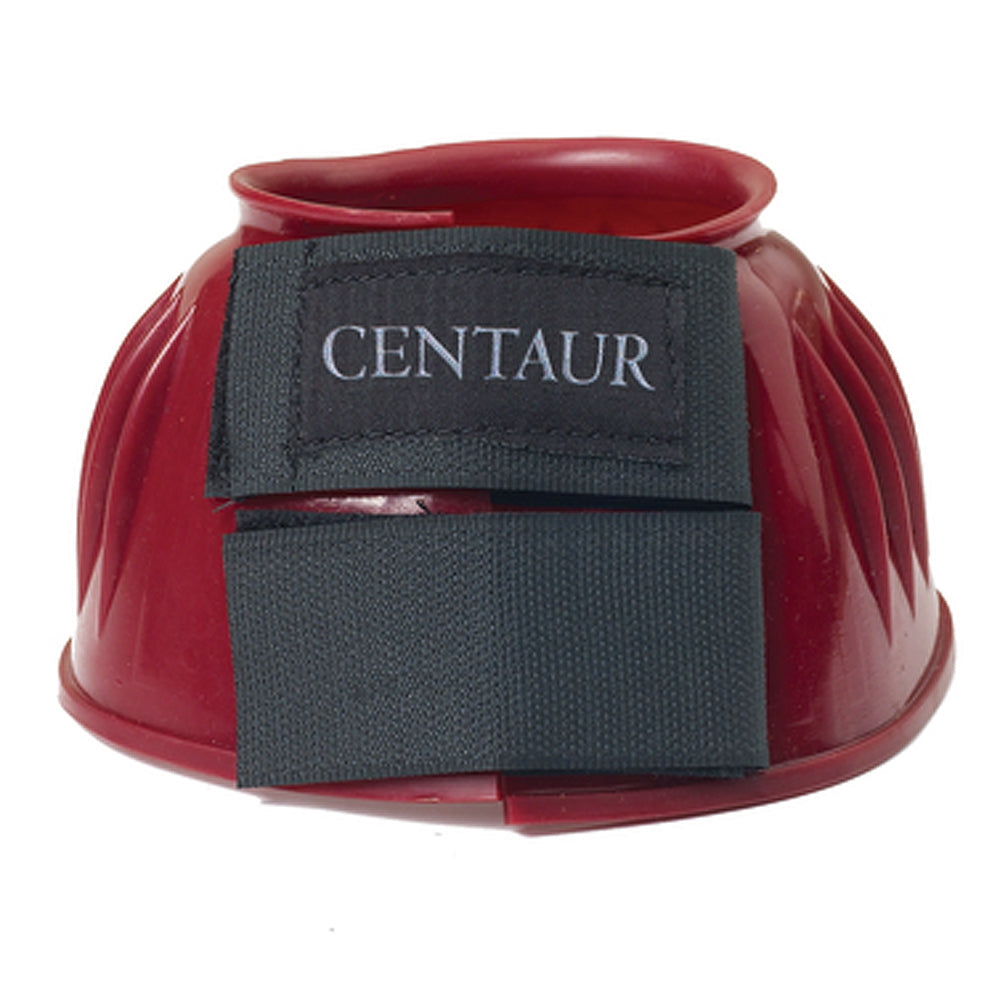 Medium Centaur Pvc Ribbed Double Hook And Loop Bell Boots Burgundy