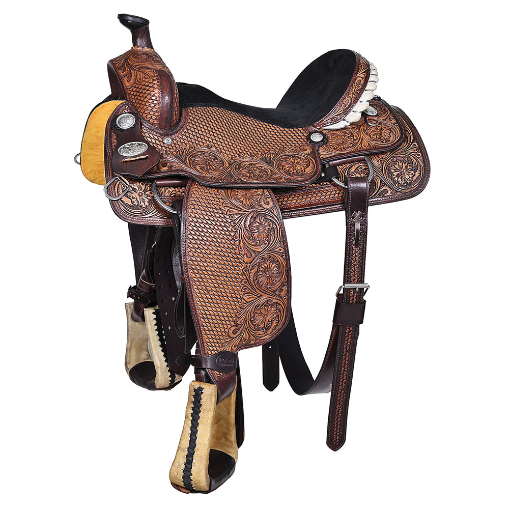 HILASON Western Horse Saddle American Leather Ranch Roping Cowboy | Hand Tooled Wade & For Horses
