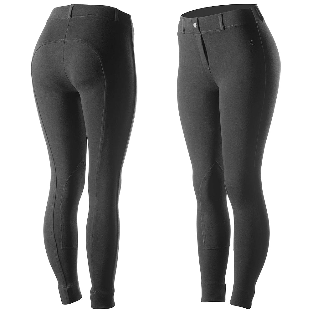 38" Horze Ella Womens Pull On Knee Patch Breeches Soft Slightly Stretchy Black