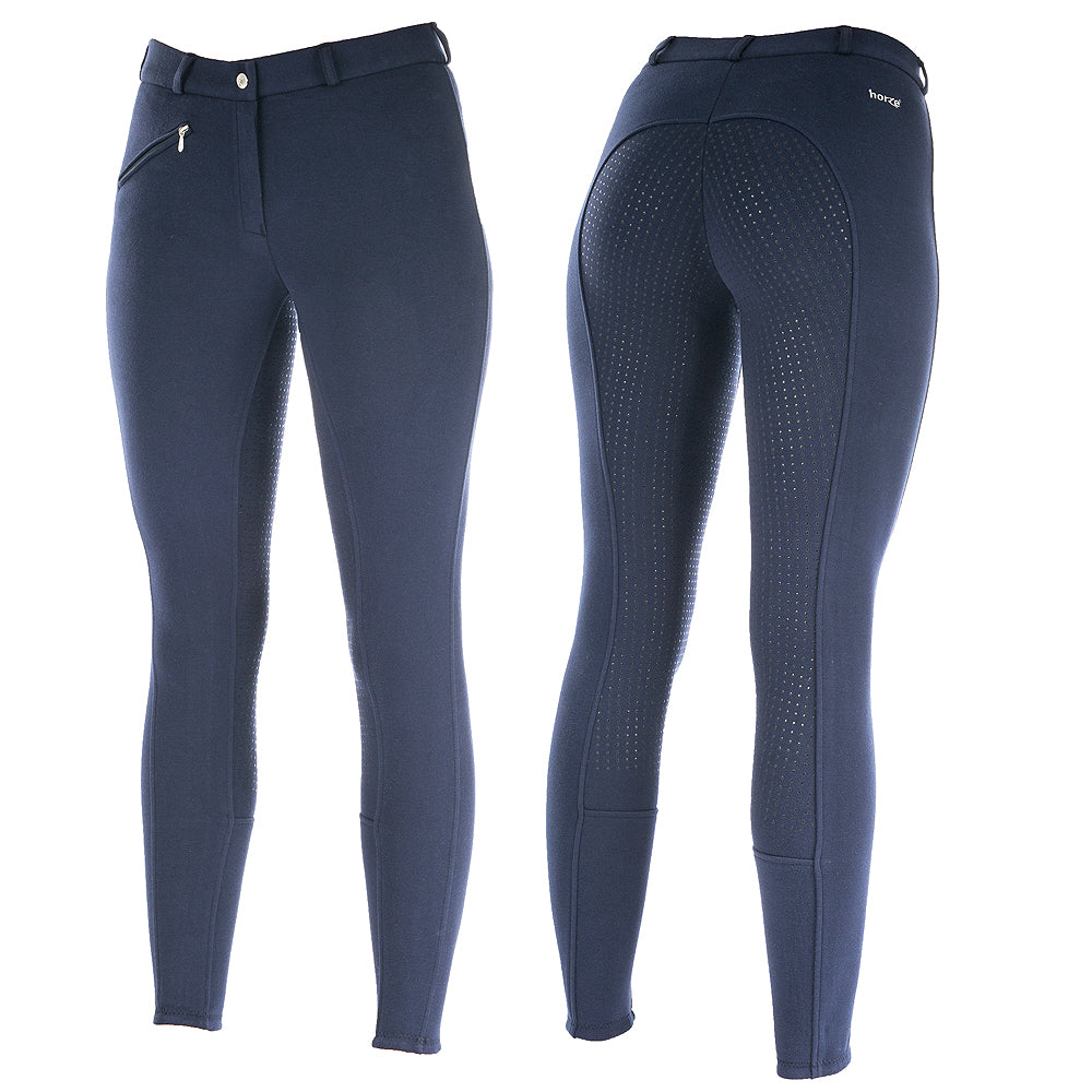 38" Horze Womens Active Silicone Grip Full Seat Breeches Peacoat Blue