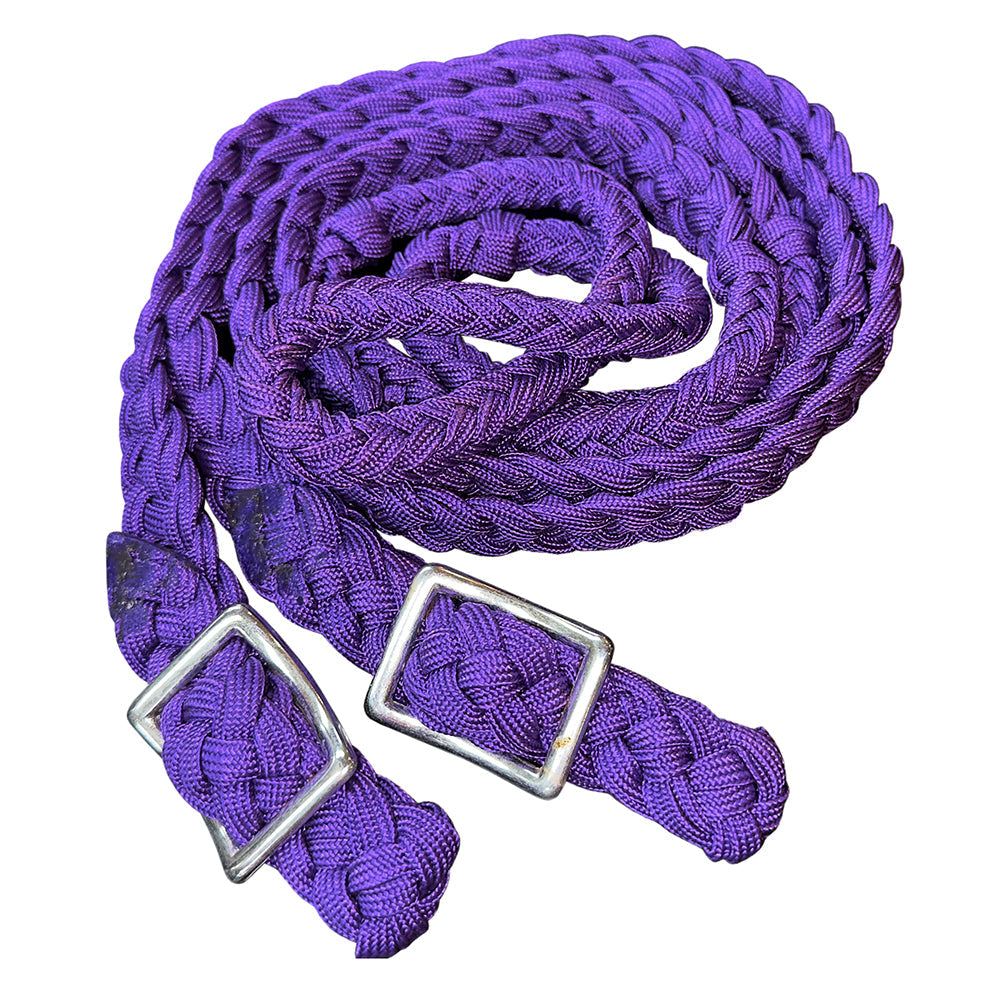 1" X 8Ft Hilason Braided Poly Barrel Reins Horse Racing Flat Grip Knots