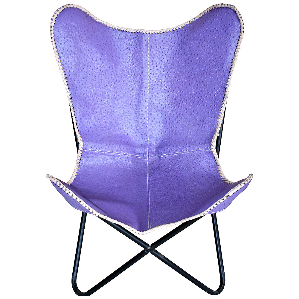 Genuine Leather Butterfly Chair Folding Lounge Modern Sling Accent Seat