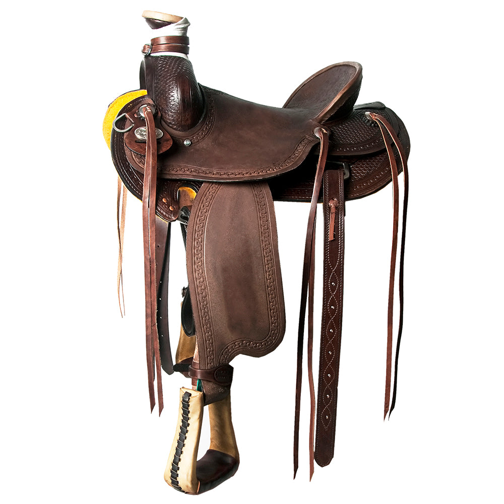 HILASON Western Horse Wade Saddle American Leather Ranch Roping Dark Brown | Hand Tooled & For Horses