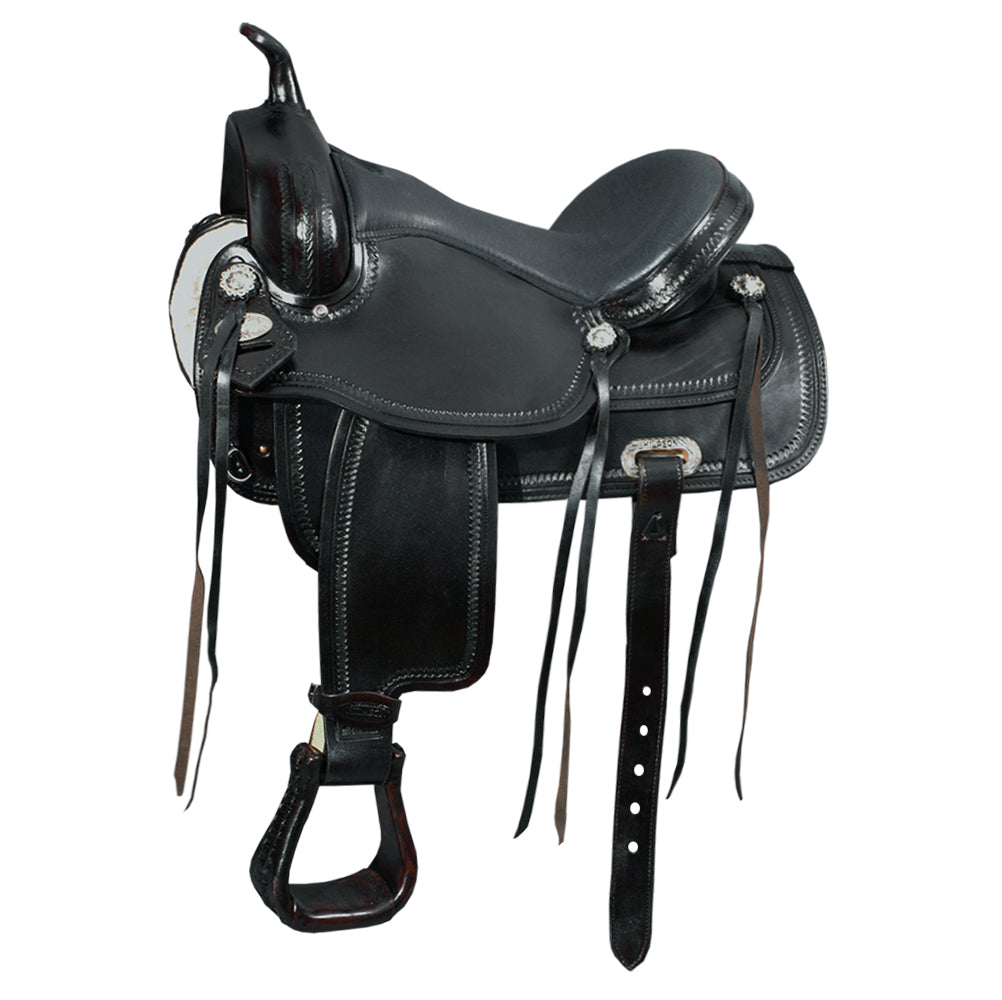 HILASON Western Horse Saddle American Leather Flex Tree Trail & Pleasure Black | for Horses