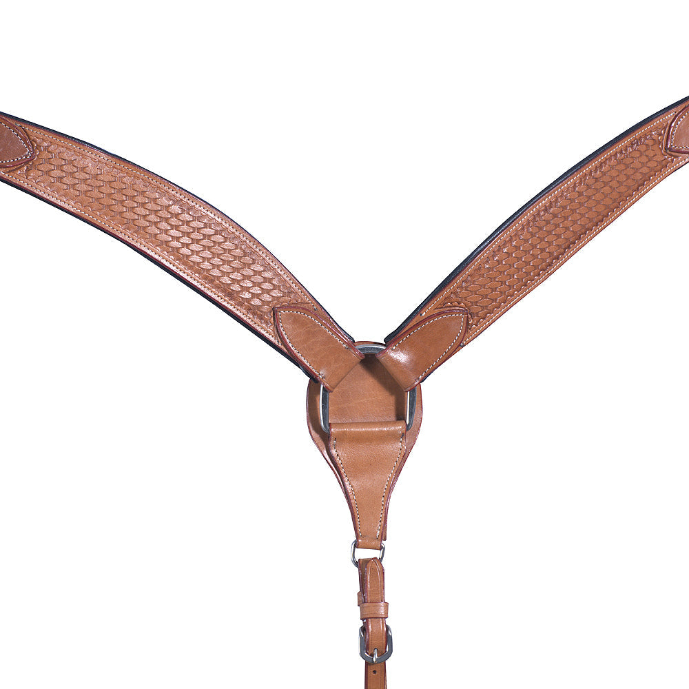 Western Horse Breast Collar Leather Tan Basket Comfytack