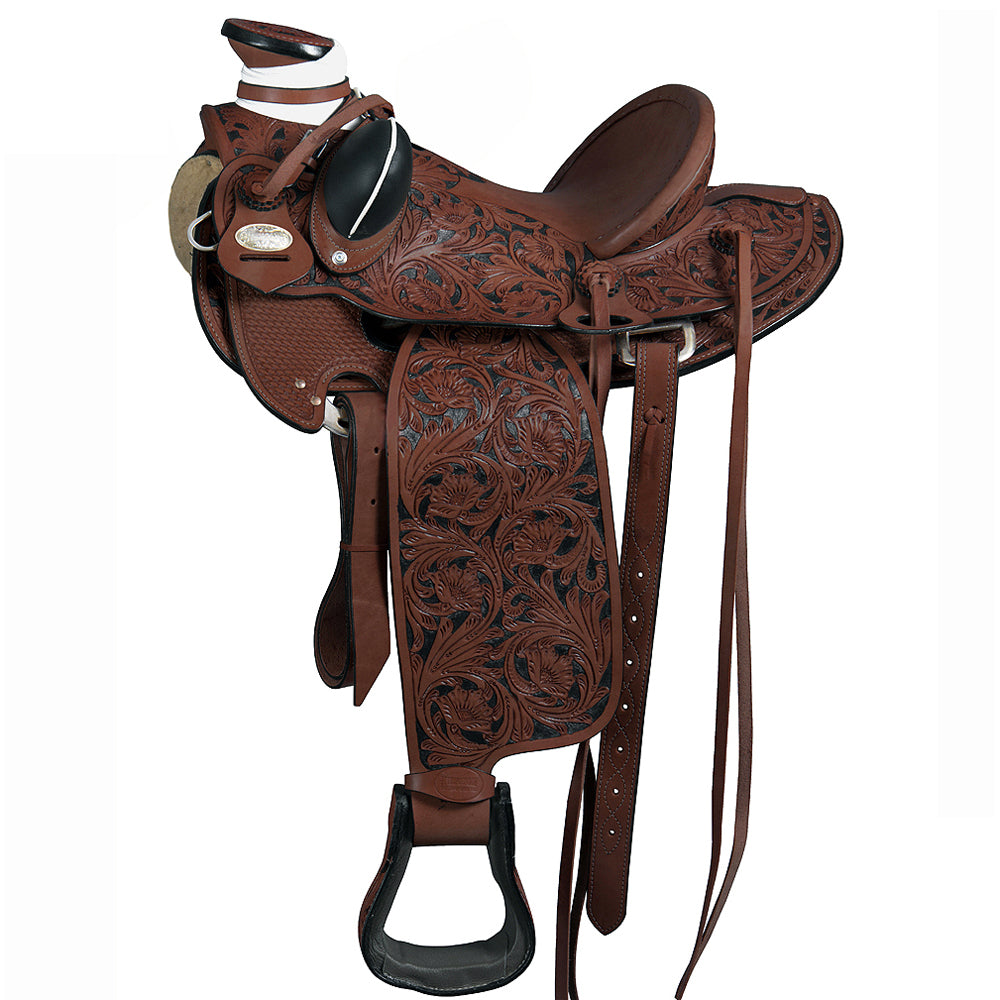 HILASON Western Horse Wade Saddle Leather Ranch Roping Dark Brown | Hand Tooled & For Horses