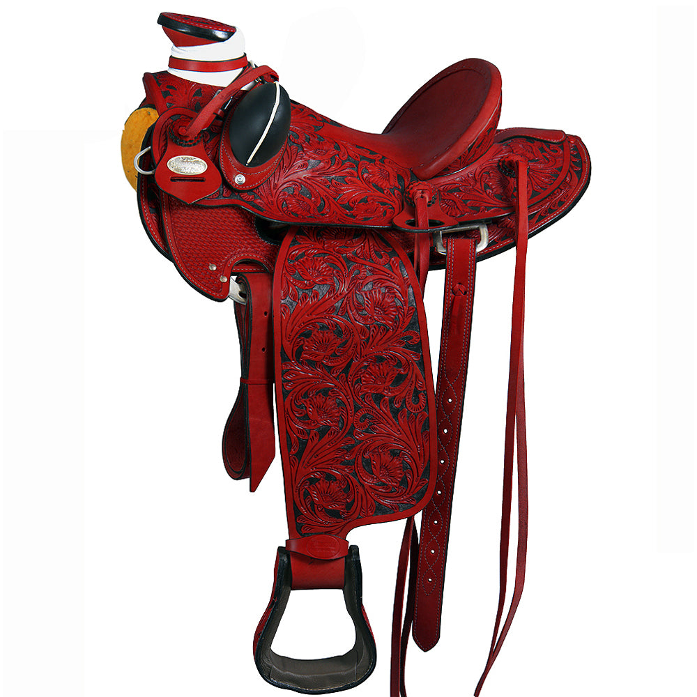 HILASON Western Horse Wade Saddle American Leather Ranch Roping Mahogany | Hand Tooled & For Horses