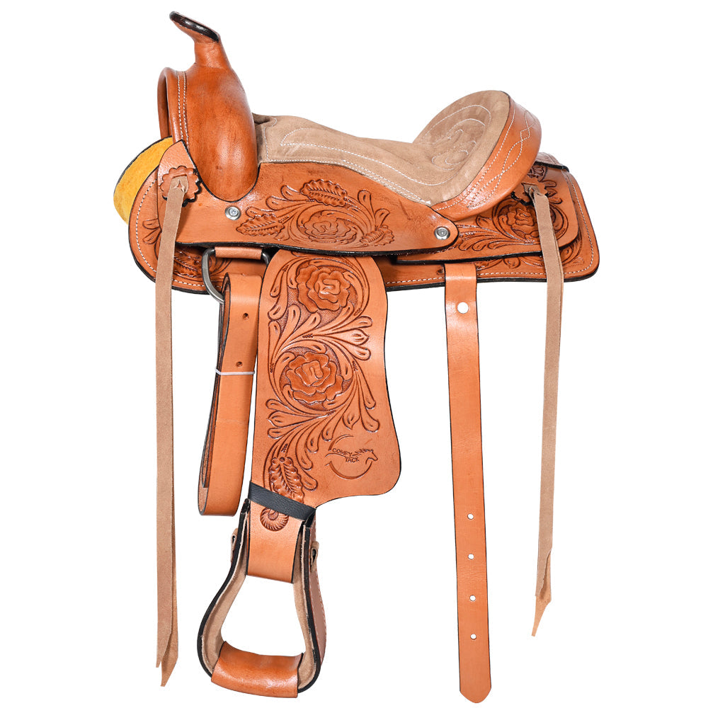 Kids Youth Children Miniature Pony Saddle Leather Pleasure Western Comfytack