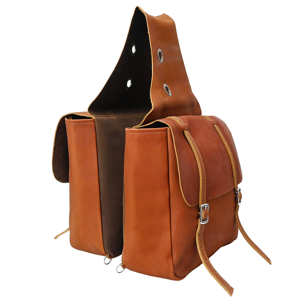HILASON Soft Leather Horse Saddle Bag Tan | Equestrian Western Adjustable Closure