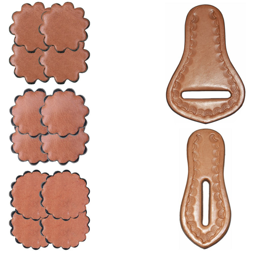 Hilason Saddle Repair 1 Latigo Carrier Girth Holder 12 Leather Rossets Tan