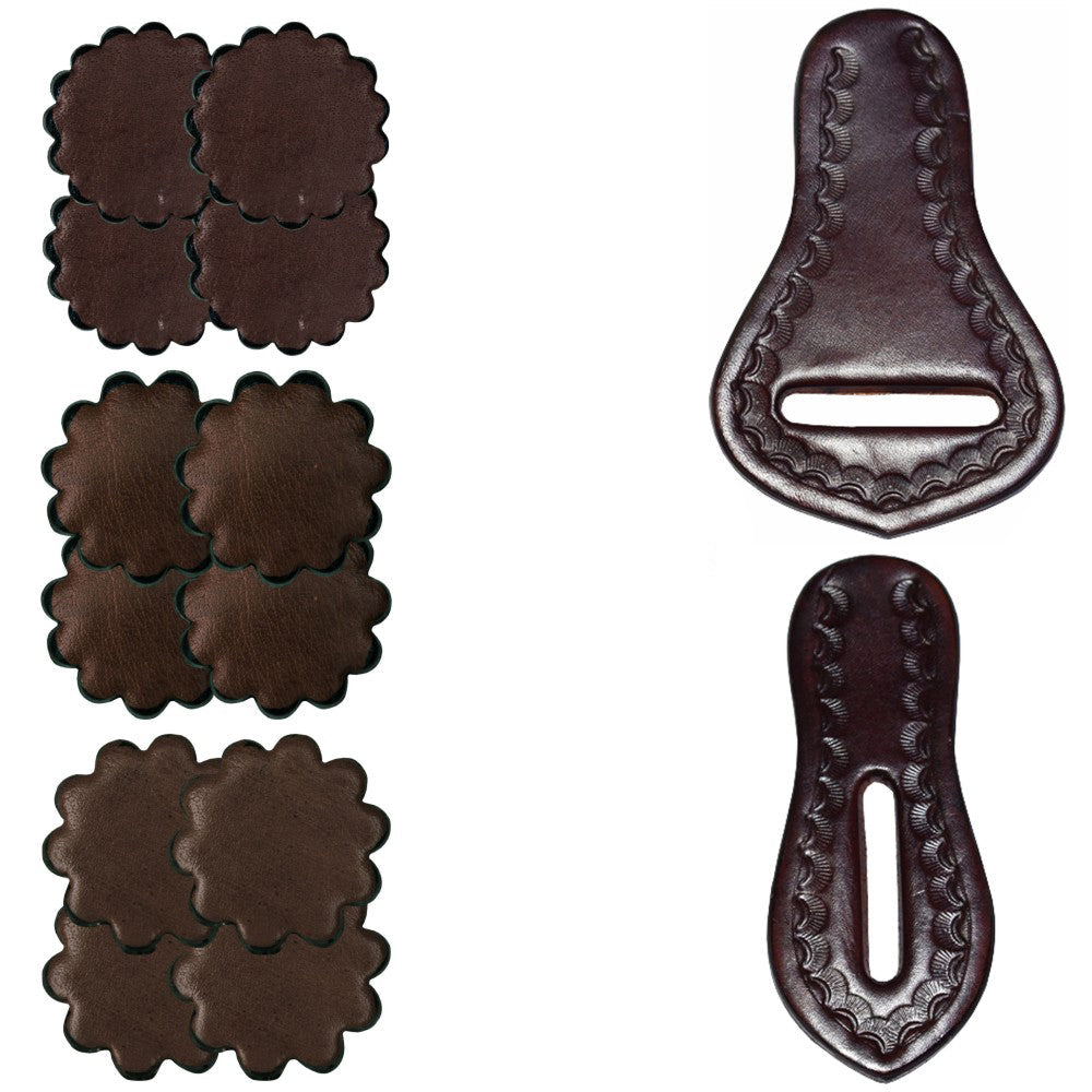 Hilason Saddle Repair 1 Latigo Carrier Girth Holder 12 Leather Rossets Brown