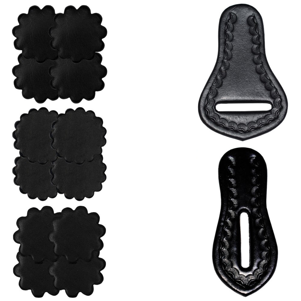 Hilason Saddle Repair 1 Latigo Carrier Girth Holder 12 Leather Rossets Black